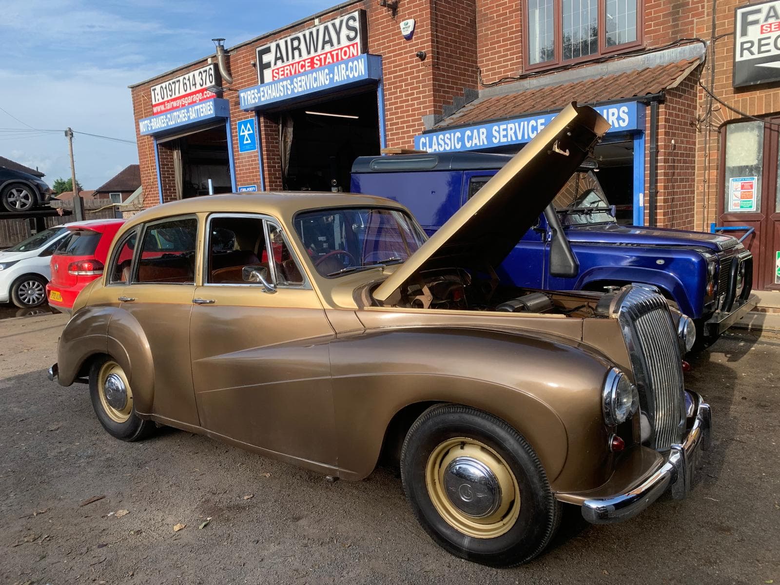 Classic Daimler outside Fairways garage