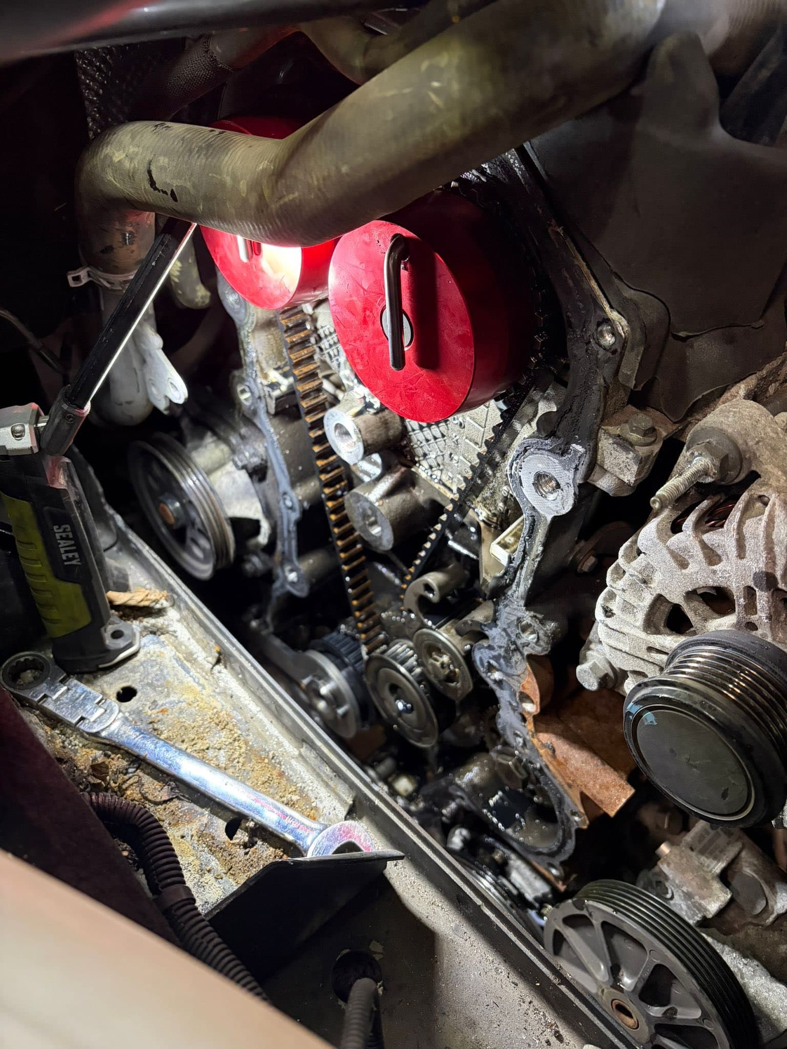 Timing chain repair in progress
